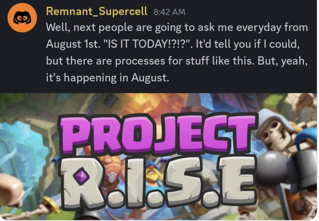Project R.I.S.E 开发者在 Discord 中确认 8 月会有 Beta 测试